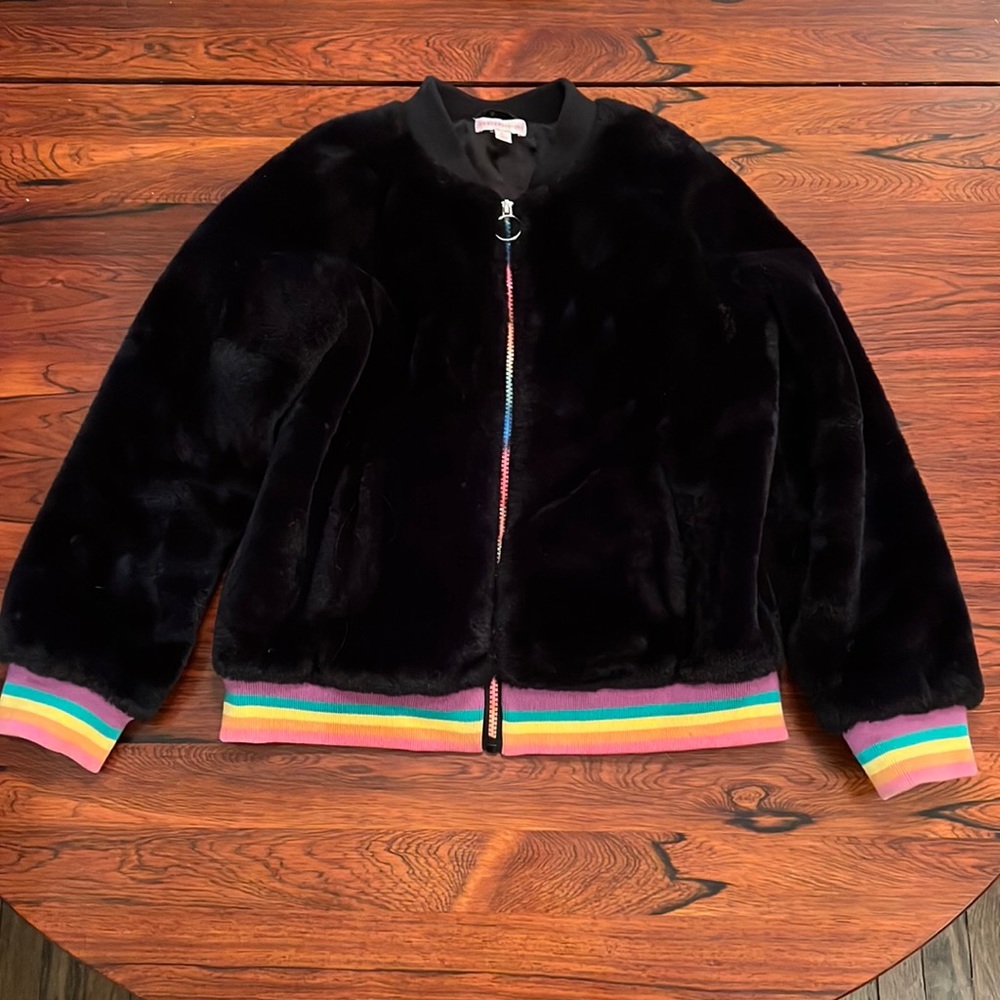 Design History Black Faux Fur Girls Bomber